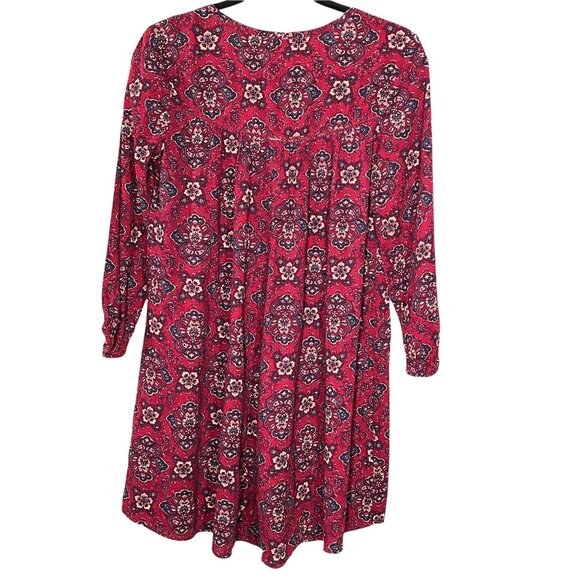 American Eagle XS Red Boho Floral Puff Sleeve Mini Dress - Picture 6 of 12